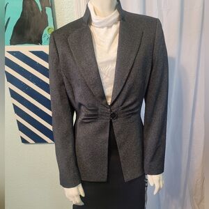 TAHARI‎ Arthur S Levine Jeremy Gathered Waist Blazer Size 10 NWT Black Blend